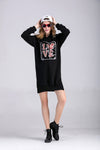 New Hooded Sequin Print Long Sleeve Velvet Sweatshirt