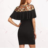 Sexy Mesh Embroidery Ruffled Short Sleeve Bodycon Dresses