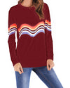 Colorful Striped Long Sleeve Round Neck T-Shirt