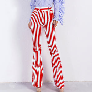 Fashion striped high waist  casual  pants