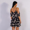 Sexy Elegant Off Shoulder Flower Print Female Mini Cute  Dress