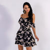 Sexy Elegant Off Shoulder Flower Print Female Mini Cute  Dress