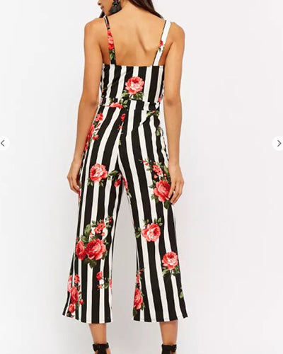 Striped Sling Sleeveless Jumpsuit