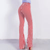 Fashion striped high waist  casual  pants