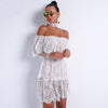 Sexy Off Shoulder Short Sleeve Ruffles Lace Collor Dress