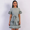 Elegant Short Sleeve O Neck Bowknot Dresses