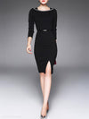 Fashion Solid O-Neck long Sleeve Bodycon Dress