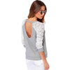 Lace Stitching Round Neck Sweatshirt