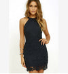 Lace Hanging neck Slim Bodycon Dress