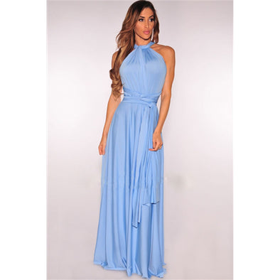 Solid Color V Neck Evening Dresses