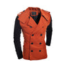 Men's Slim-Fit Color Stitching Double-Breasted Windbreaker Jacket