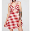 Sexy Suspender Plaid Print Dress