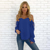 Chiffon Long Sleeve Cold Shoulder Solid Color V Neck Bandage Blouses