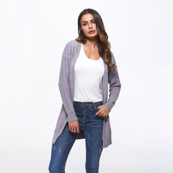 Solid Color Medium Style Knitting Cardigan