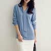 Women's Solid Color Long-Sleeved Shirt