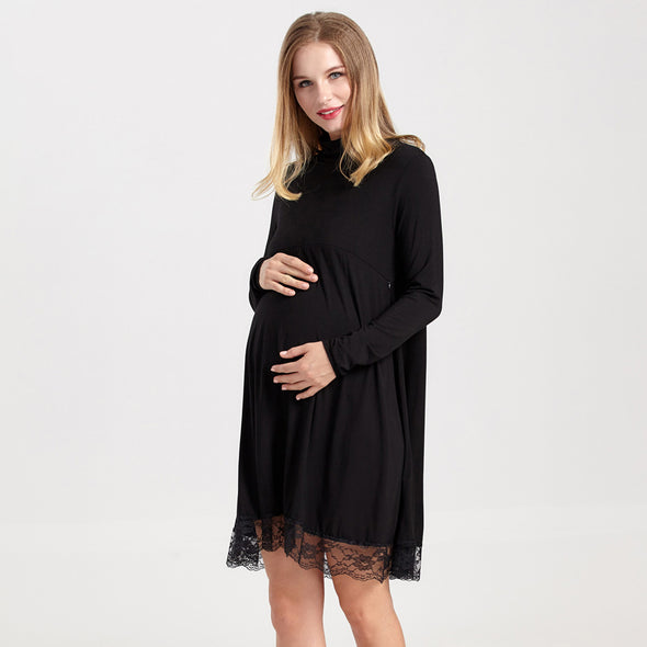 Maternity Lace Long Sleeve Pregnancy  Breastfeeding Dress