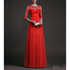 Lace Hollow Stitching Evening Dress