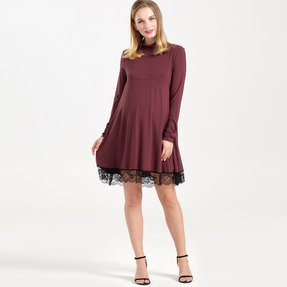 Maternity Lace Long Sleeve Pregnancy  Breastfeeding Dress