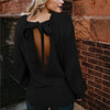 Sexy Backless Bandage Round Neck Sweaters