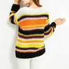 Round Collar Rainbow Stripes Knitting Sweater