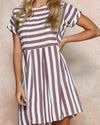 O-neck Short-Sleeved Striped Dress