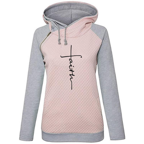 Zipper Long Sleeve Hooded Fleece Sweatshirt