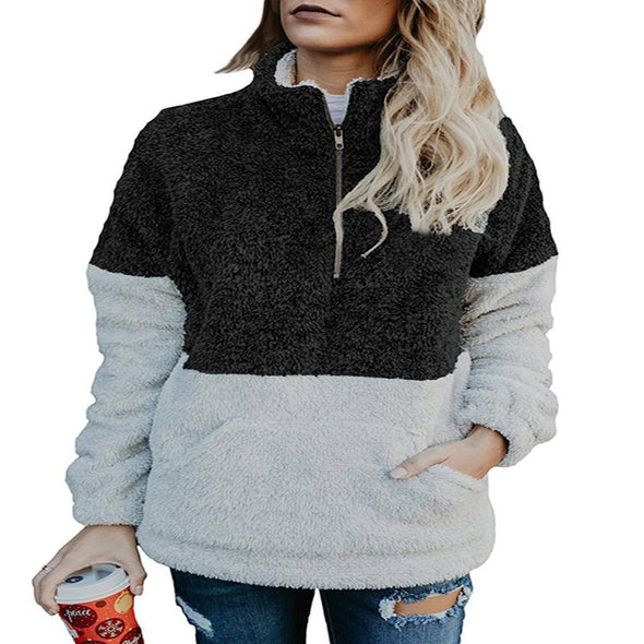 Plush Cipper High Collar Long Sleeve Sweater