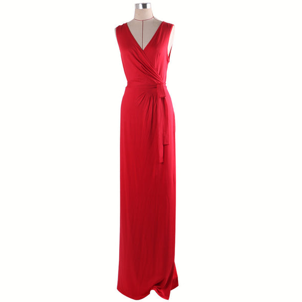 Sexy V-neck Sleeveless Slim Long Evening Dress