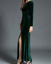 Elegant Split Velvet Evening Dress