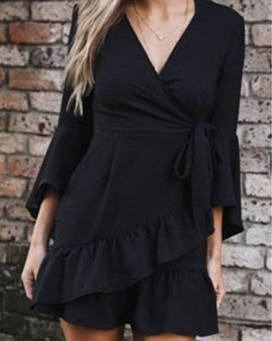 Fashion sexy lace-up tunic dress