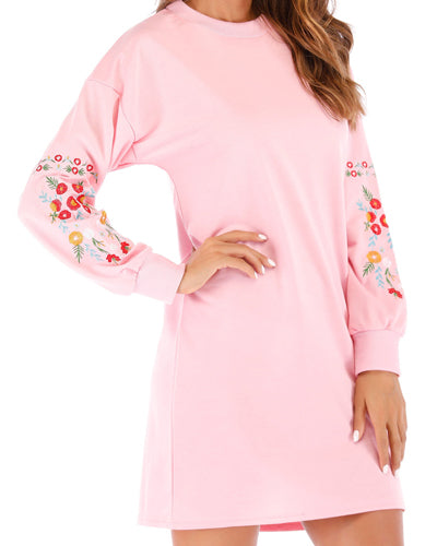 New O-Neck Embroidered Long-Sleeved Sweatshirt