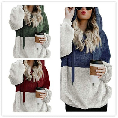 Long Sleeved Contrast Hooded Sweater