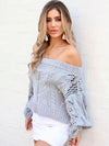 Knitting Loose Solid Color Off-the-shoulder Sweater Tops