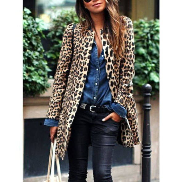 Sexy Leopard Print Long Sleeve Jacket