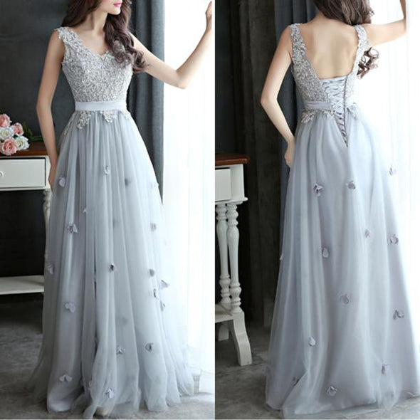 Sweet V-Neck Wedding Evening Dress