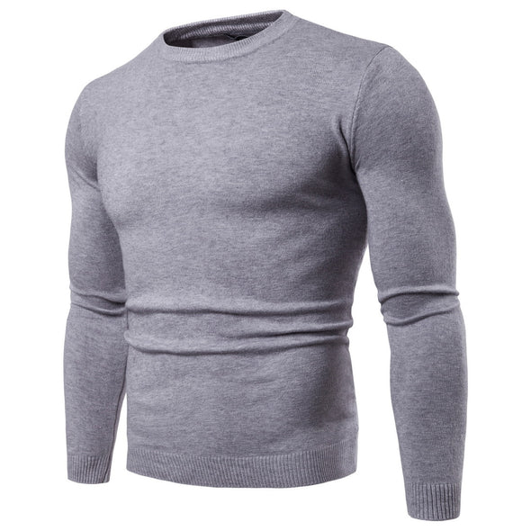 New Men's O-Neck Solid Color Long Sleeve Sweater