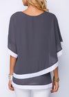 Bat Sleeve Stitching Irregular Chiffon Shirt