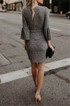 New Women's Puff Sleeve Slim Dress