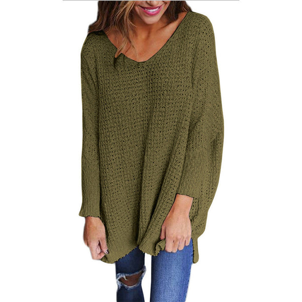 V-neck Long-Sleeved Sweater