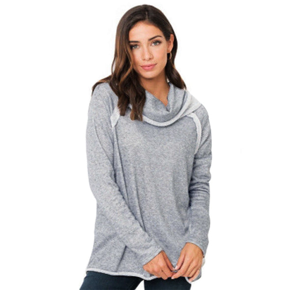 Contrast Stitching Pile Collar Long Sleeve Sweatshirt