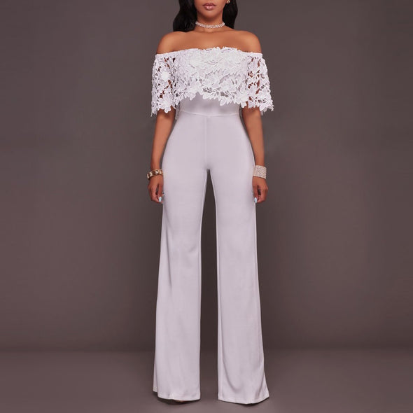 Fashion Sexy Lace Off Shoulder Jumpsuit Romper