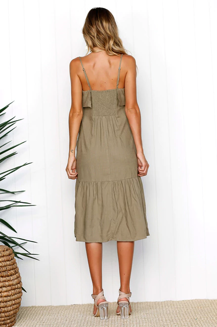 Casual Solid Sling Sleeveless Cotton Maxi Dress