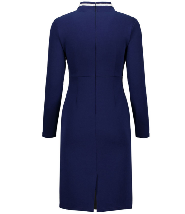 Standing Collar Long Sleeve Slim Bodycon Dress