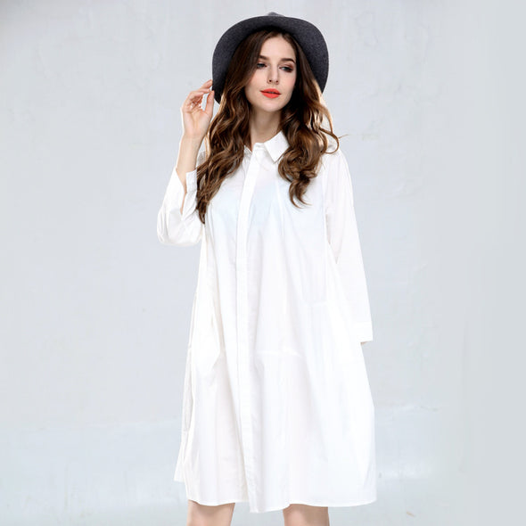 Women's long sleevesd solid color dress