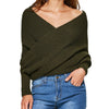 Cross Strapless Shoulder  V- neck Sweaters