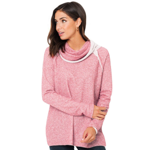 Contrast Stitching Pile Collar Long Sleeve Sweatshirt