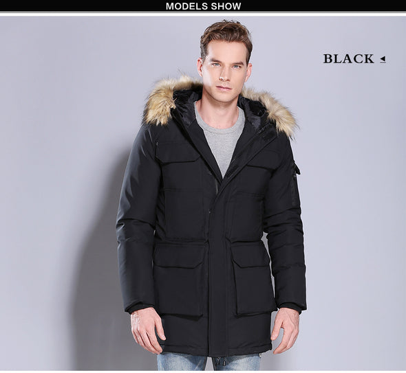 Solid Color Pocket Hooded Jacket Down Jacket