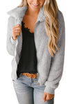 Simple Solid Stand-Neck Zipper Cardigan Coat