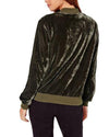 Fashion Zip Stand Collar Silk Velvet Short Jacket