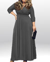 Seven-Quarter Sleeve V-Neck Evening Dress